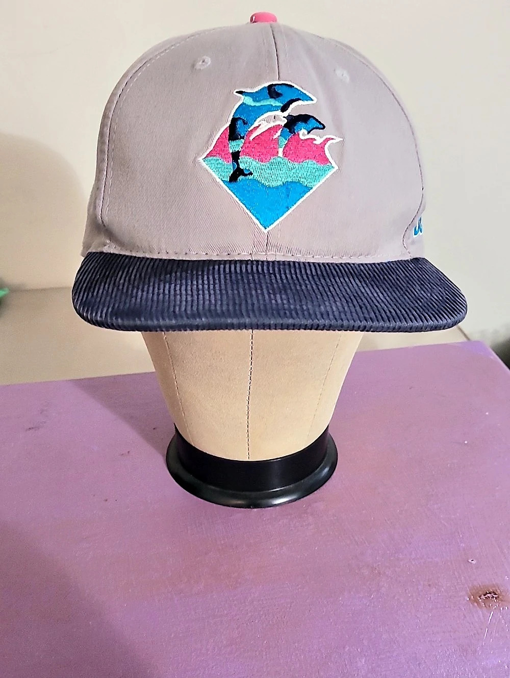 Pink Dolphin Waves 6-Panel Snapback Hat Pink & Blue
